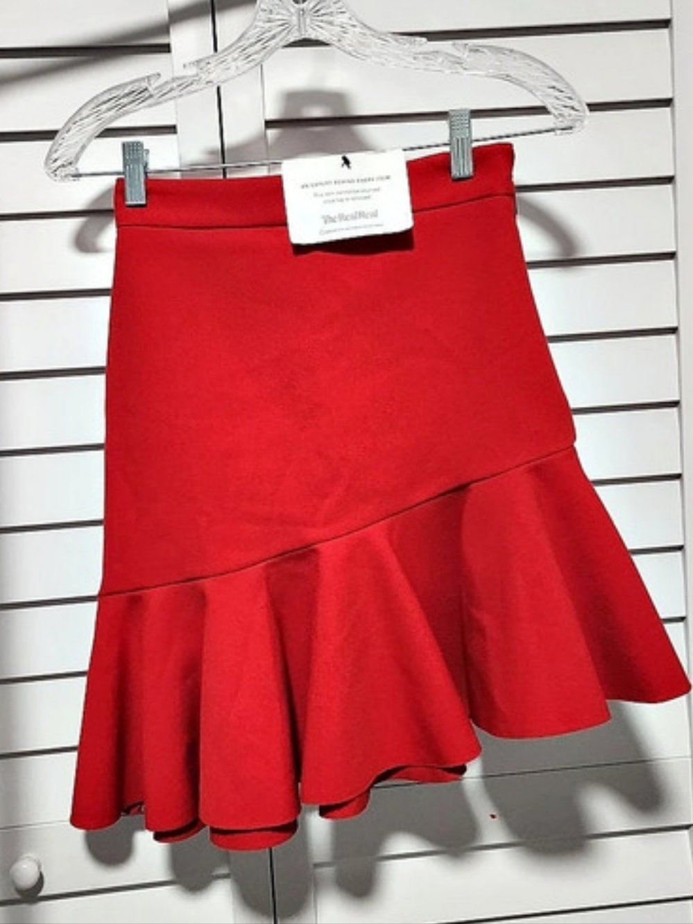 MSGM Asymmetrical Ruffle Skirt Red Mini